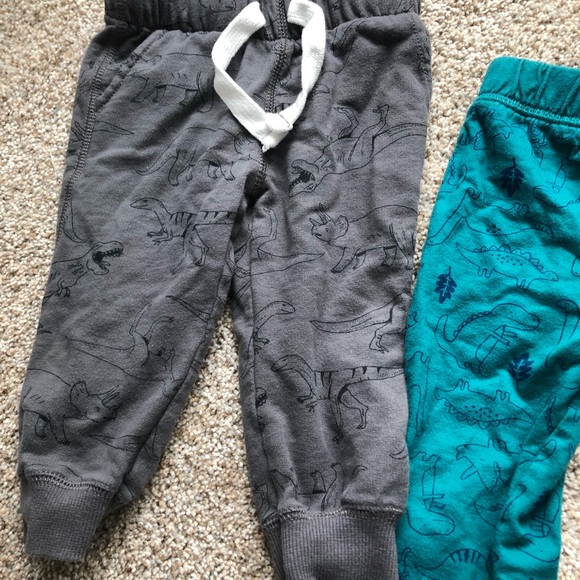 EUC- Carters 2 Pairs of Dinosaur Pants; Dark Grey & Aqua Blue- size 12 months - Picture 2 of 12
